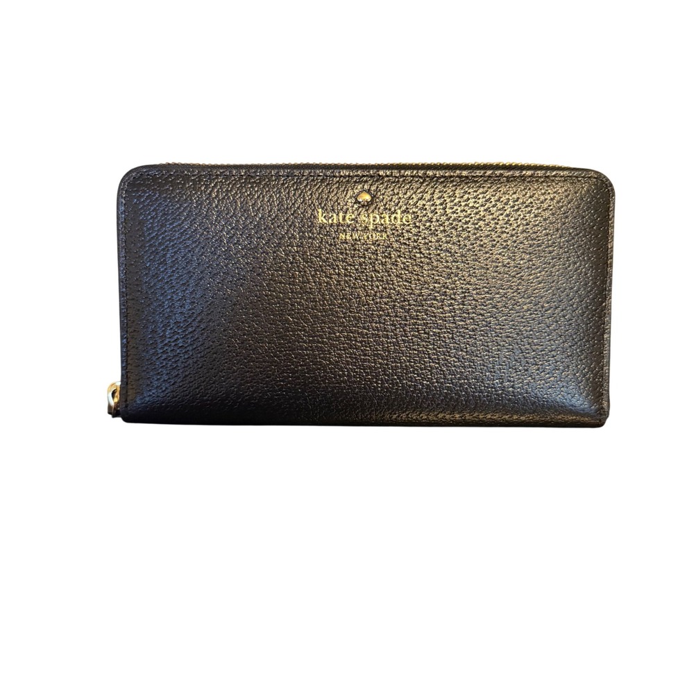 Kate Spade Black Leather‎ Grand Street Lacey Continental Wallet Clutch Wristlet
